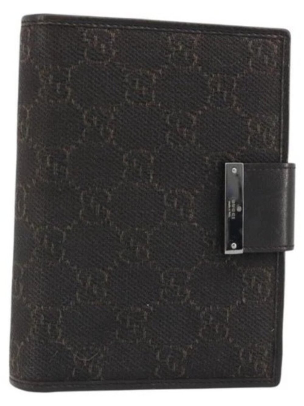 GUCCI GG Canvas Day Planner Cover Brown Silver Auth mr2627A